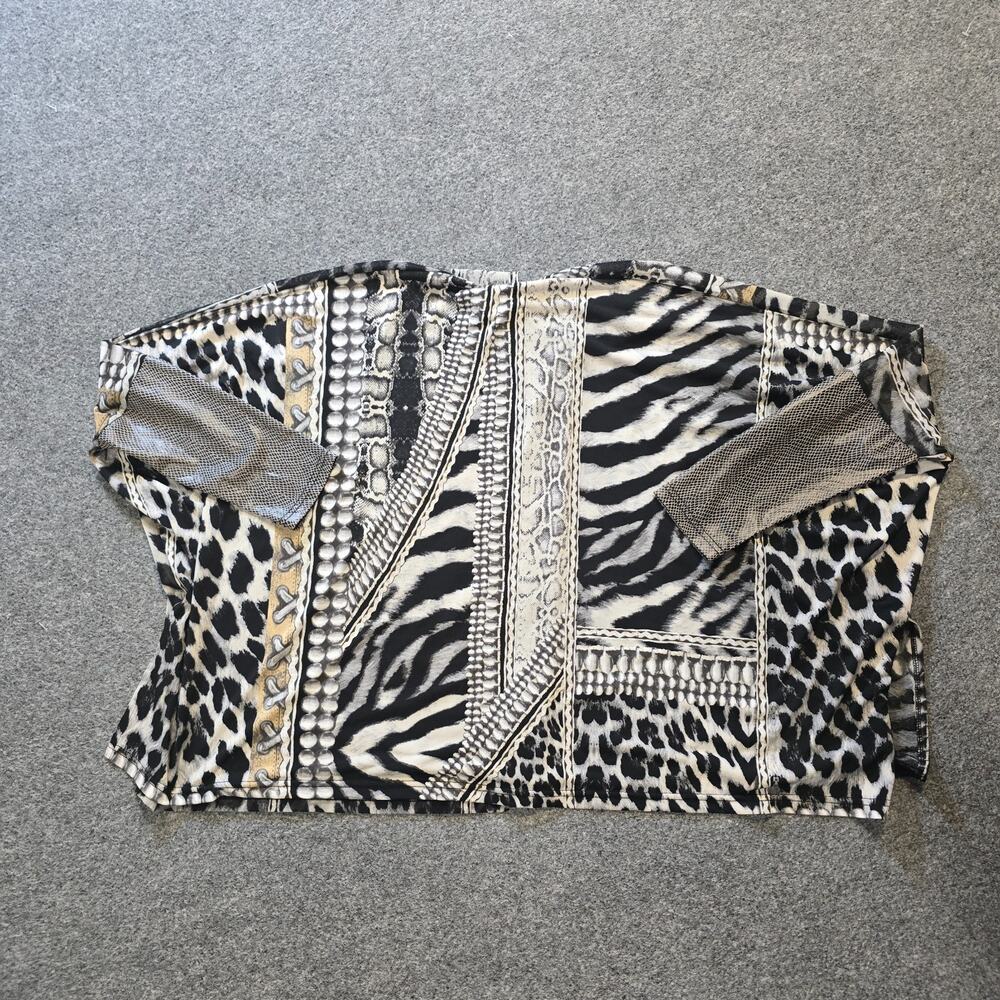 ANAC By Kimi Top Women Medium Gray Leopard Sheer Cardigan Oversized Y2K Casual - Picture 8 of 9